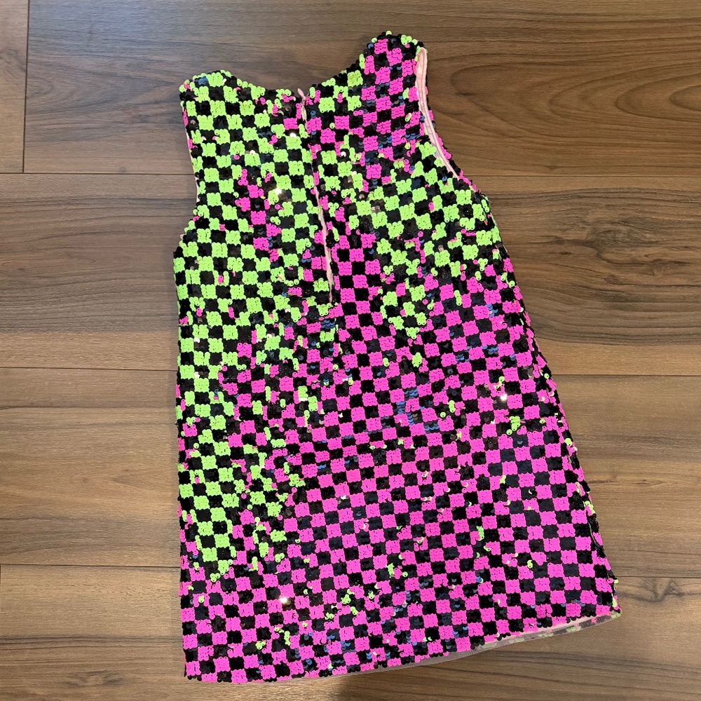 Lola & the Boys reversible sequin dress checker print size 4